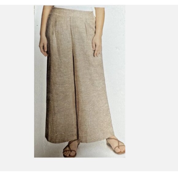 Ella Moss Pants - New Ella Moss Linen Blend Wide Leg Pull On Pants Tan Small